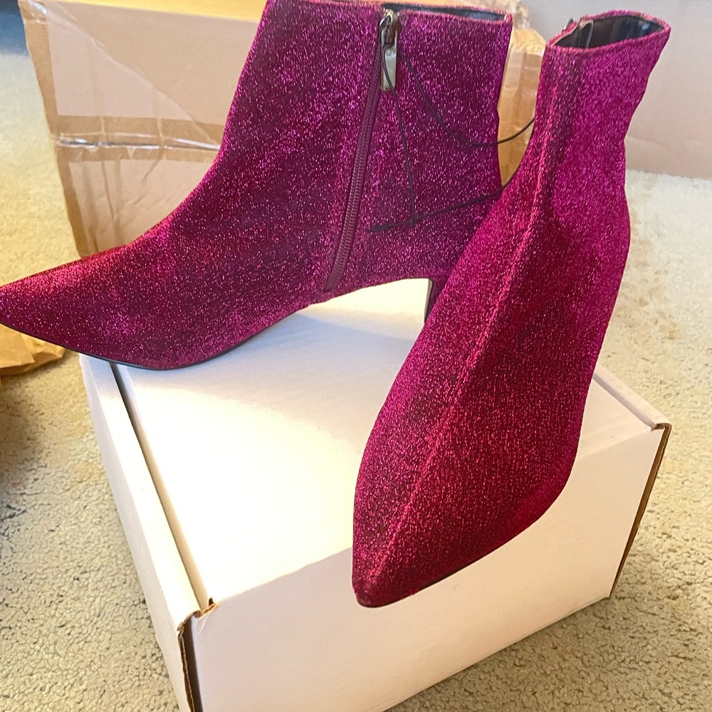Pink sparkles ankle boots size 9